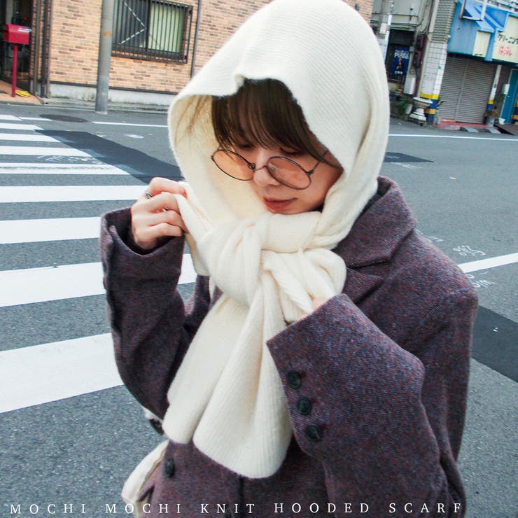 【10％OFFクーポン！2/10(火)1:59まで】Fashion Letter Fashion Letter ファッションレター もちもちニットフード付きマフラー バラクラバ ニット帽 ビーニー バブーシュカ フーディー ネックウォーマー ショール ス