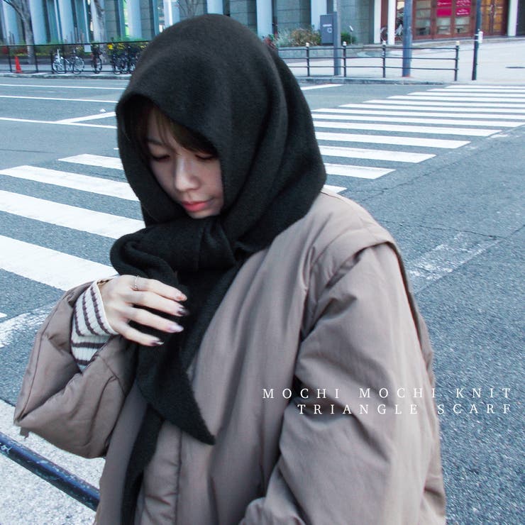 【10％OFFクーポン！2/10(火)1:59まで】Fashion Letter Fashion Letter ファッションレター もちもちニットトライアングルマフラー ストール マフラー バラクラバ ニット帽 ビーニー バブーシュカ フーディー ネック