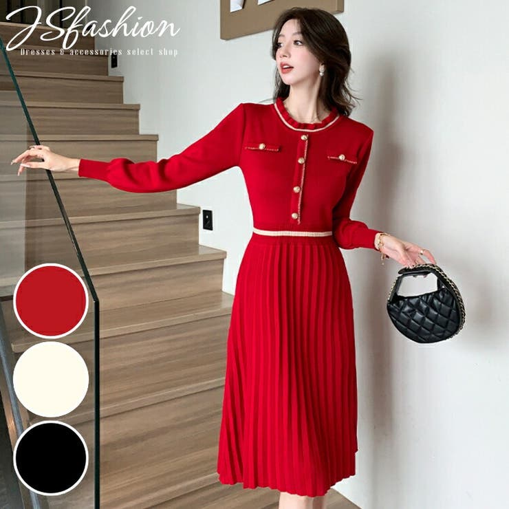 【10％OFFクーポン！6/11(木)1:59まで】JS FASHION ニットワンピース 全3色  ...