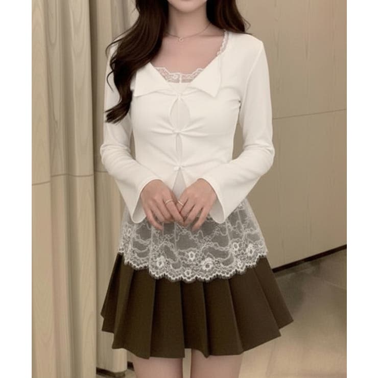 【10％OFFクーポン！2/10(火)1:59まで】VIVID LADY カップ付き キャミレイヤード風 ロングスリーブトップス トップス