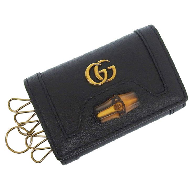 Riverall GUCCI グッチ キーケース 6連 レディース アウトレット レザー バンブー ブラック DIANA 65863617Q0T1000 GUCCI 小物