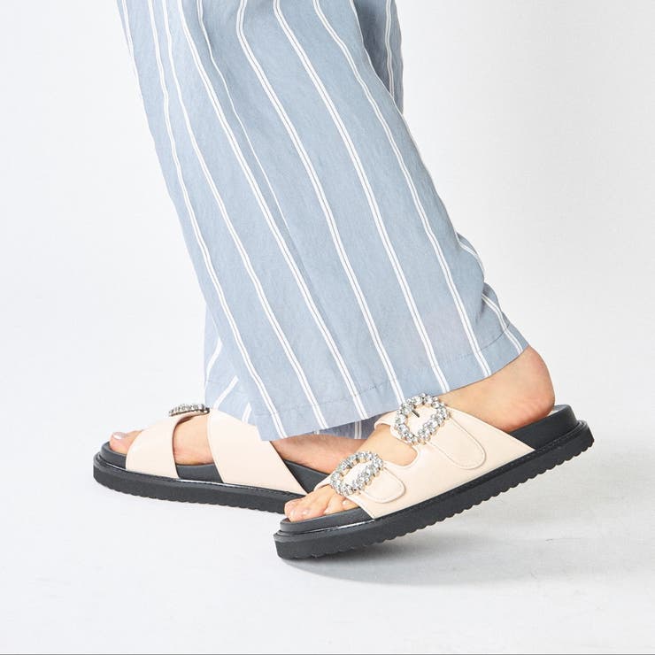 Mode et Jacomo×ing 厚底ビジューバックルサンダル シューズ・靴