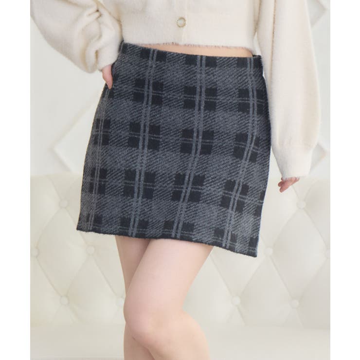 RETRO GIRL チェックニットミニSK スカート