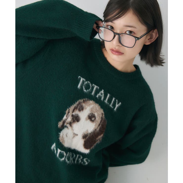 RETRO GIRL アソートモチーフ起毛ニット トップス