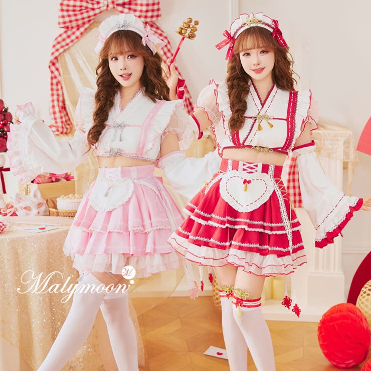【10％OFFクーポン！5/27(水)1:59まで】Malymoon ラブミードール巫女メイド《オリジナルコスプレ7点セット》【Malymoon/マリームーン】【CS25197】 コスチューム