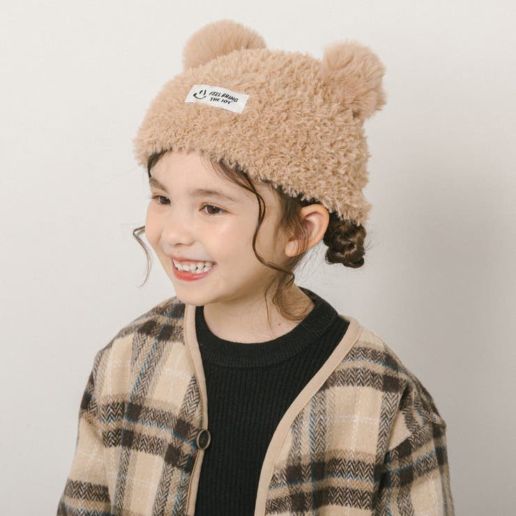 【10％OFFクーポン！2/10(火)1:59まで】URBAN CHERRY クマ耳ポンポンデザインファーニット帽 帽子