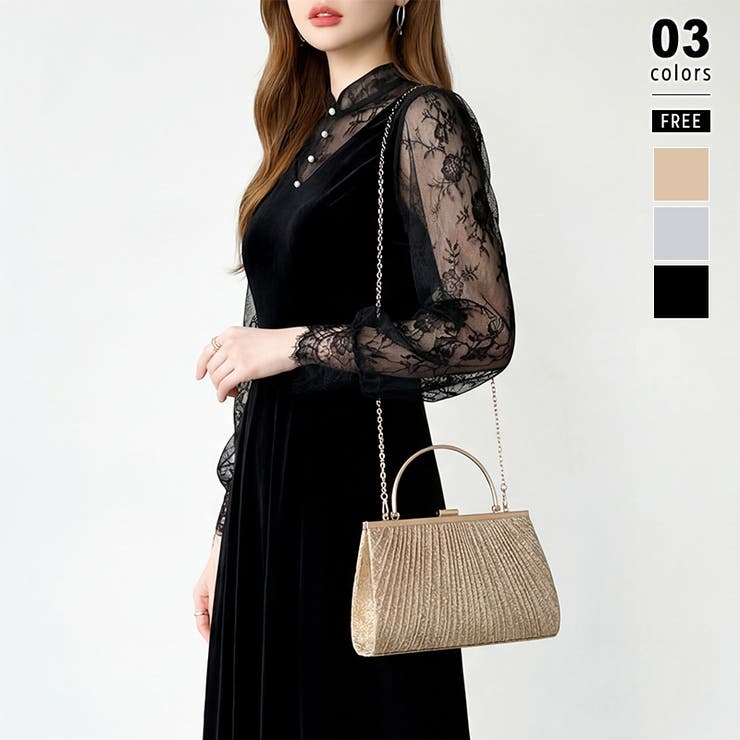 COCOMOMO 上品リッチな存在感。2wayプリーツパーティーバッグ パーティーバッグ チェーン付 ...