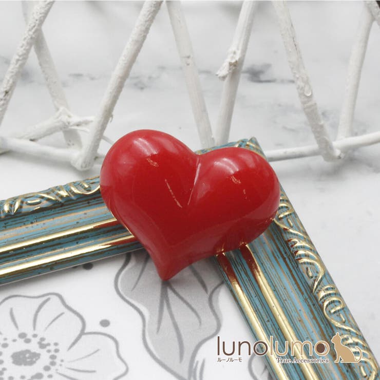 lunolumo ピンバッチ ラペルピン ピンブローチ タックピン ハート 赤 ぷっくり 樹脂 可愛い バレンタイン BR アクセサリー