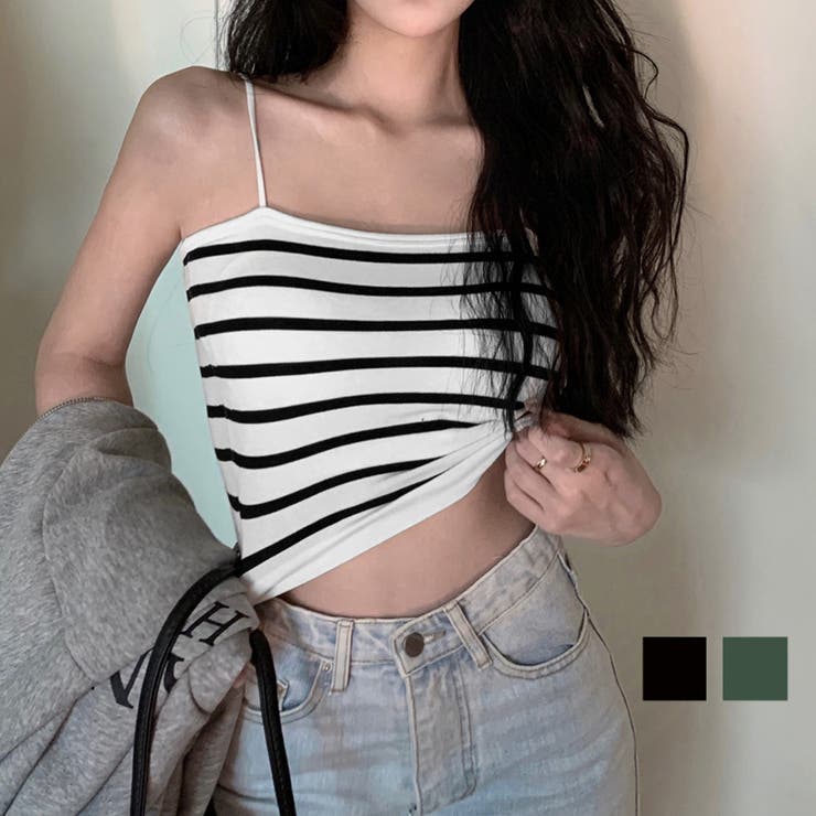 アクセサリーショップPIENA キャミソール レディース 春夏秋 ショート丈 細ストラップ カップ付き タイ..