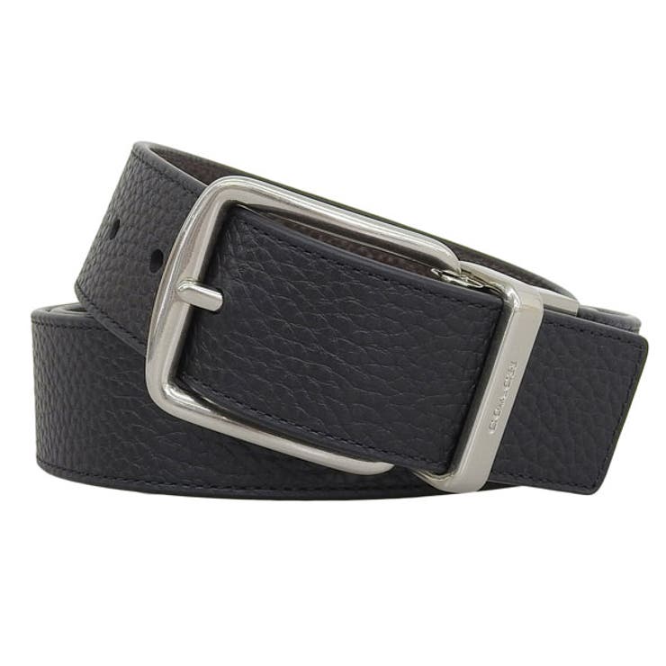 Riverall COACH コーチ ベルト メンズ アウトレット レザー ブラック ハーネス バックル カットトゥ サイズ リバーシブル 38mm WHRN CTSR PEB BELT CQ023AQ0 COACH 小物