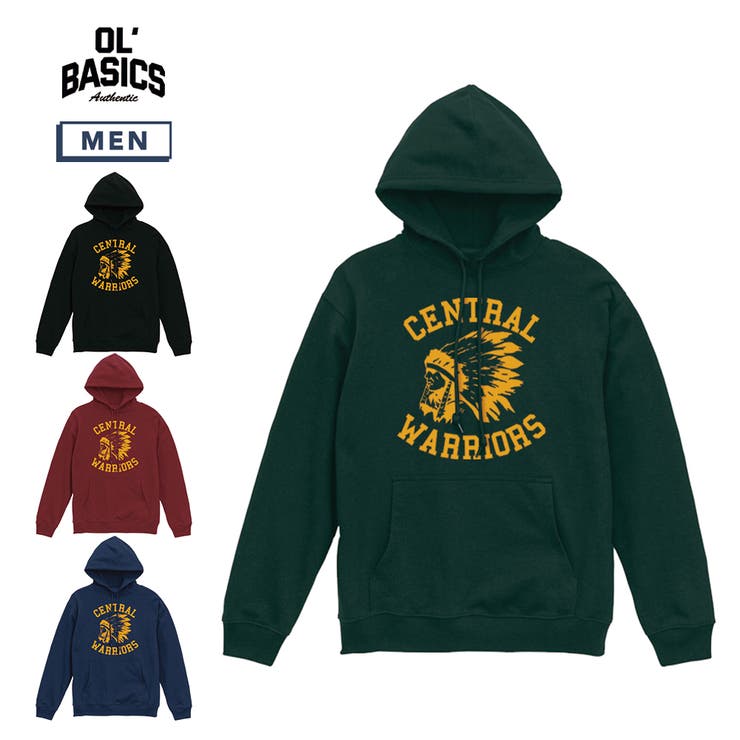 【10％OFFクーポン！2/10(火)1:59まで】printrium Ol' Basics（オール・ベーシックス） プルパーカー メンズ スウェット インディアン ロゴ プリント プルオーバーパーカー フーディー スエット トップス アメカジ レディー