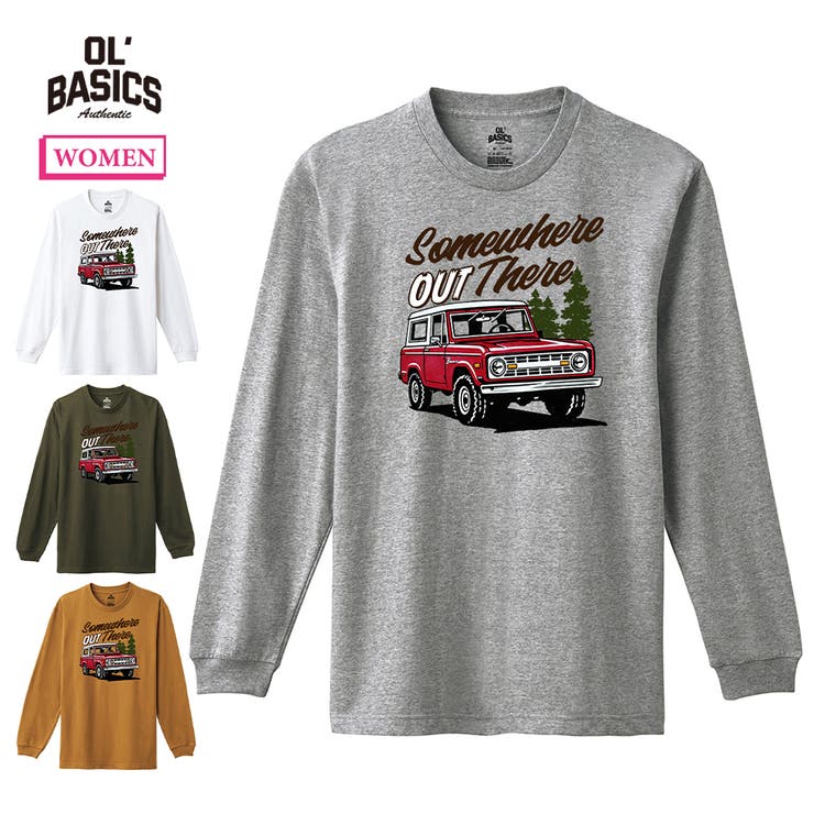 printrium Ol' Basics（オール・ベーシックス） 長袖Tシャツ レディース クラシックカー 車 イラスト ロゴ プリント Tシャツ 長袖 ロンT ロングTシャツ カットソー トップス アメカジ ユニセックス トップス