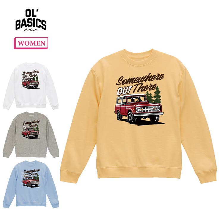 printrium Ol' Basics（オール・ベーシックス） トレーナー レディース スウェット クラシックカー 車 イラスト ロゴ プリント スウェットシャツ スエット プルオーバー トップス アメカジ ユニセックス トップス