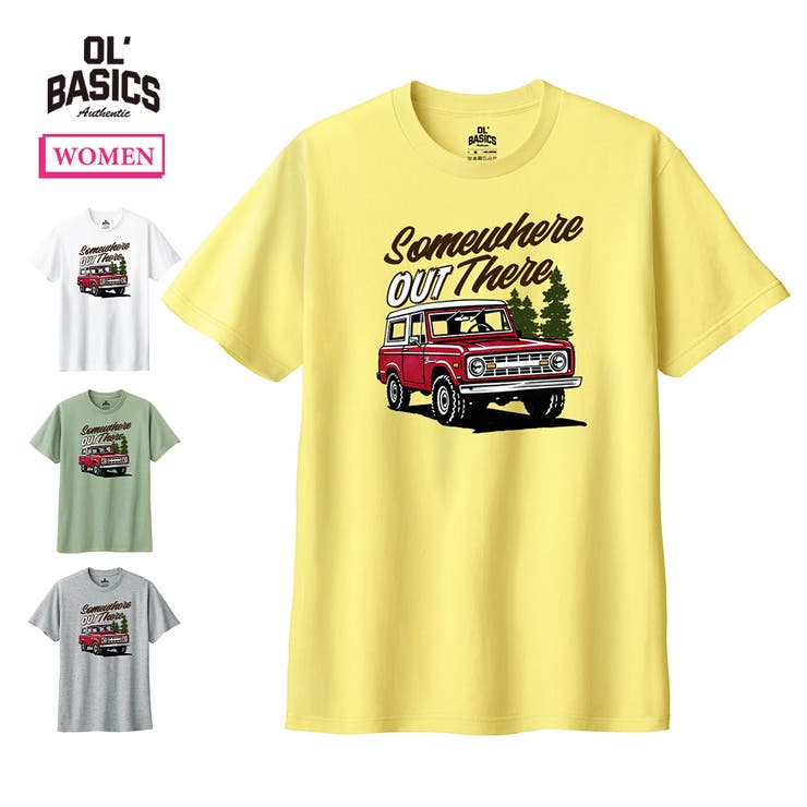 printrium Ol' Basics（オール・ベーシックス） 半袖Tシャツ レディース クラシックカー 車 イラスト ロゴ プリント Tシャツ 半袖 カットソー トップス アメカジ ユニセックス トップス