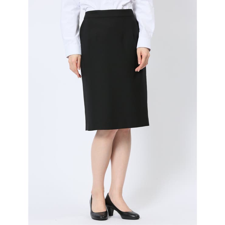 TAKA-Q WOMEN クリアエフェクト 黒無地 タイトスカート(セットアップ可能) スカート