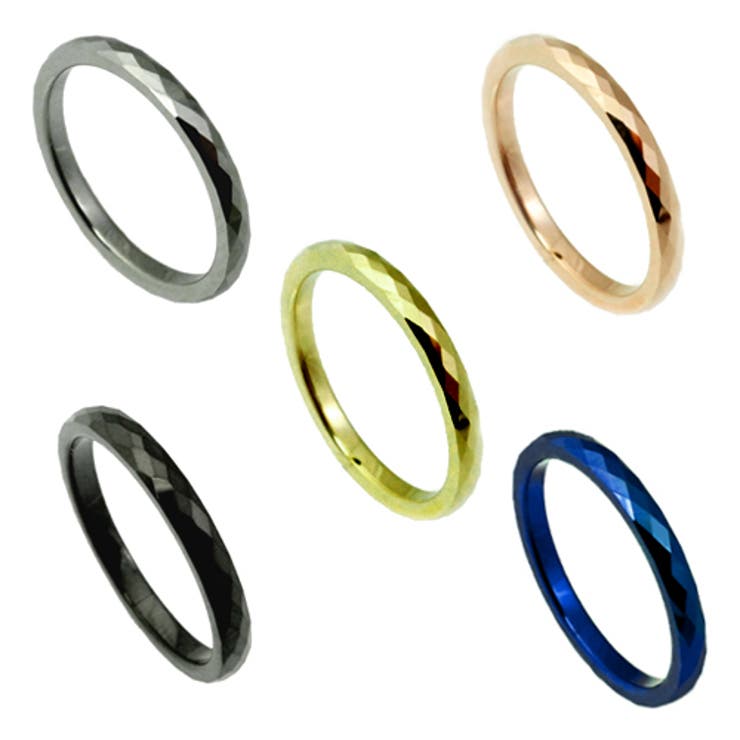 アクセサリーショップPIENA 超高純度タングステンリング　菱形カット　シルバー　ブラック　ピンクゴールド　ピンキーリングにも 硬い 傷つきにくい 付けっぱなし 金属アレルギー対応 アクセサリー