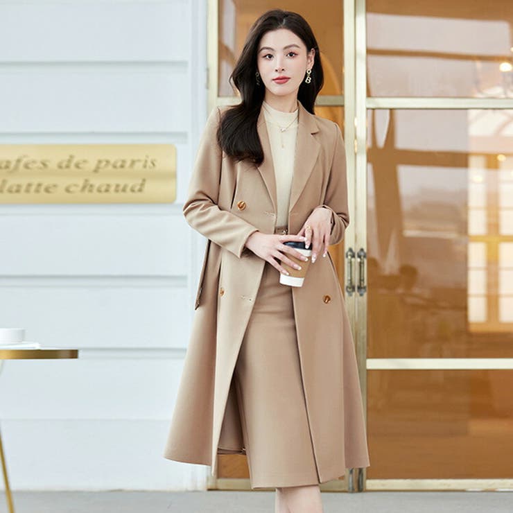 JS FASHION ロングコート 単品 全3色 襟付き 羽織り 長袖 秋アウター 冬アウター 大人 きれいめ 好印象 フォーマル おしゃれ 大きい 上品 セレモニー ビジネス 通勤 オフィスカジュアル 同窓会 結婚式 ママコート 春 秋 冬【zlz17