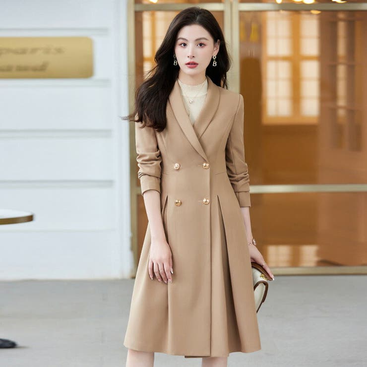 JS FASHION ロングコート 単品 全3色 襟付き 羽織り 金ボタン 長袖 秋アウター 冬アウター 大人 きれいめ 好印象 フォーマル おしゃれ 大きい 上品 セレモニー ビジネス 通勤 オフィスカジュアル 同窓会 結婚式 ママスーツ 春 秋 冬【