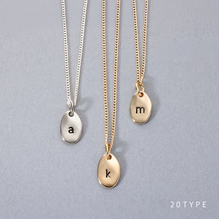 【ポイント2倍＆クーポン！3/11(水) 1:59まで】CREAM-DOT ネックレス レディース ショート チェーン イニシャル アルファベット 刻印 名前 英語 オーバル プレート メタル 艶 ゴールド シルバー アクセサリー