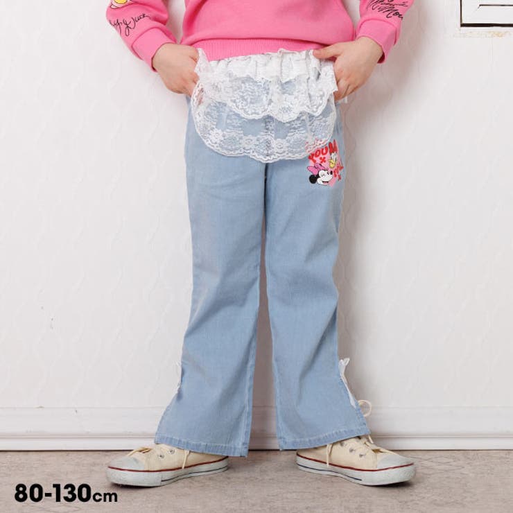 【10％OFFクーポン！2/10(火)1:59まで】BABYDOLL ディズニー レース付フレアデニムロングパンツ 1256K パンツ・ズボン