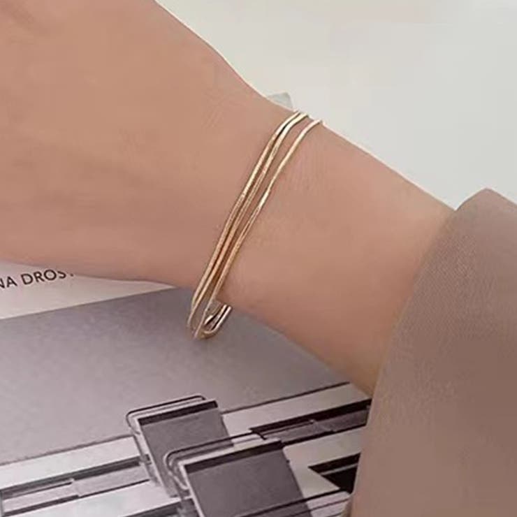 インナーショップDiamondHearts 3連シンプルブレスレット 3連チェーン ブレスレット シルバー シンプル..