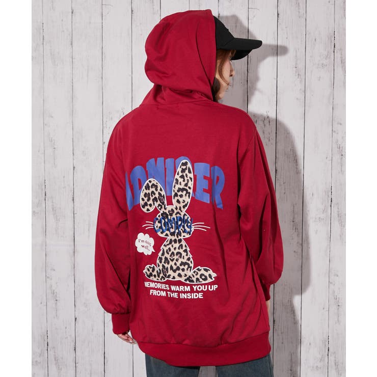 GORGE 《ラビットモチーフ×貼り付けデザイン》裏毛パーカー／秋冬春 トップス