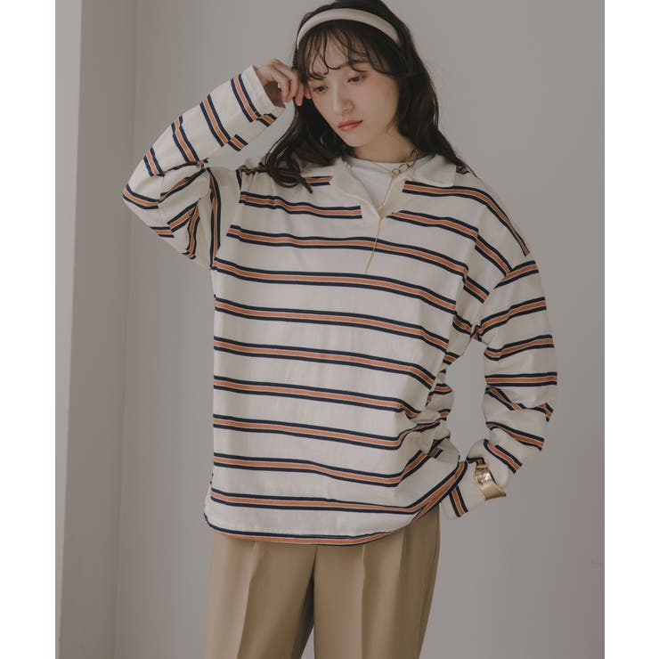 【10％OFFクーポン！7/26(日)1:59まで】210nouve ヘンリポロ襟Tシャツ トップス