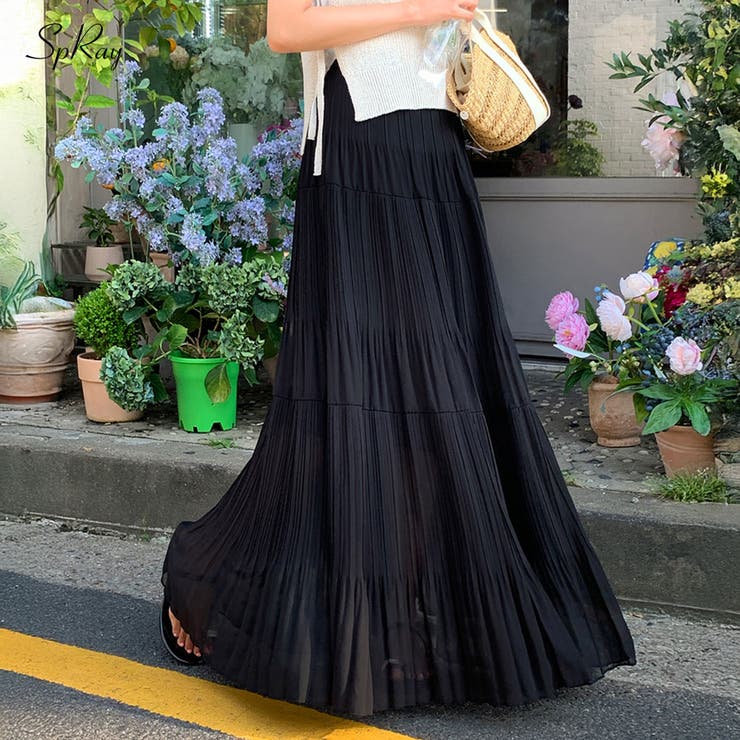 SpRay プリーツティアードスカート スカート