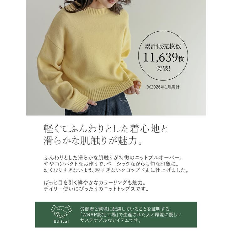 【10％OFFクーポン！10/21(水)9:59まで】Re:EDIT [累計販売枚数1.1万枚突破！][新色追加]アルパカタッチクロップド丈ニットプルオーバー トップス shoplistselect-10356185 SHOPLIST サンプル画像2