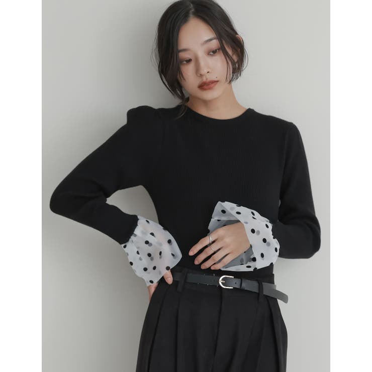 【10％OFFクーポン！9/11(金)1:59まで】Re:EDIT [新色追加][累計販売枚数8000枚突破！][入卒式 セレモニー]チュールカフスリブニットトップス トップス shoplistselect-10356196 SHOPLIST サンプル画像2