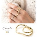 【8/11まで5%OFFクーポン】CREAM-DOT ダブルフィンガーリング 指輪 レディース クラフト調 メタル 変形 レイヤード風 2本指 大人 上品 シン...