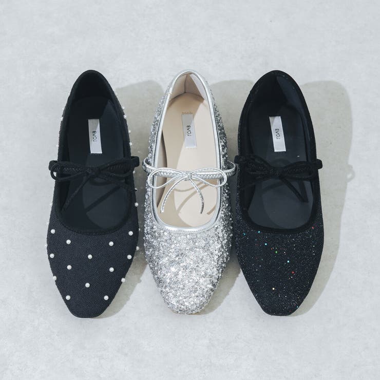 EVOL 【ふかふか・クッション入り】ラウンドリボンメリージェーンフラットパンプス シューズ・靴