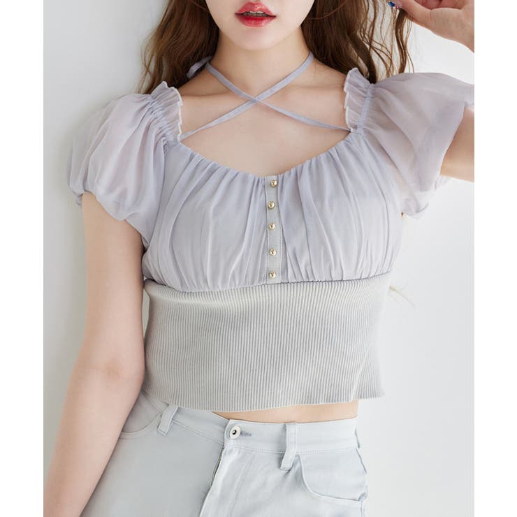 【10％OFFクーポン！2/10(火)1:59まで】NICE CLAUP / OLIVE des OLIVE OUTLET 【one after another】オフショルクロスリボンニット トップス