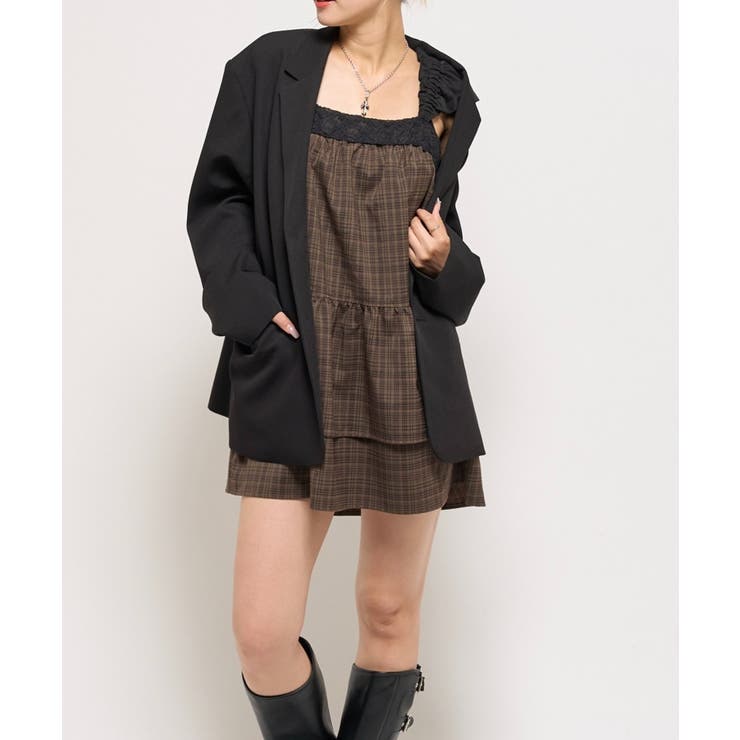 【10％OFFクーポン！2/10(火)1:59まで】PAL GROUP OUTLET 【WHO'S WHO gallery】ティアードミニワンピ ワンピース・ドレス