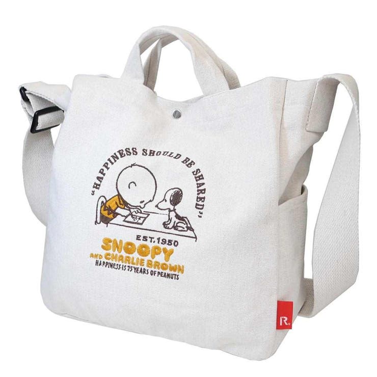 【10％OFFクーポン！2/10(火)1:59まで】cinemacollection スヌーピー ショルダーバッグ IP.MED.2way.Peanuts-0X MEDIUMコットンバッグ Oatmeal ピーナッツ ルートート 手提げかばん 斜め掛け