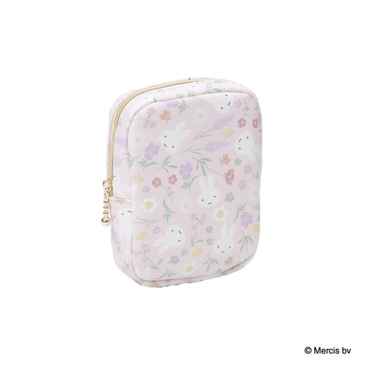 Rakuten - cinemacollection ミッフィー コスメポーチ MIFFY Floral pattern 縦型スクエアポーチ ピンク ディックブルーナ エフエービージャパン 小物入れ メイクポーチ 絵本キャラクター グッズ バッグ・鞄