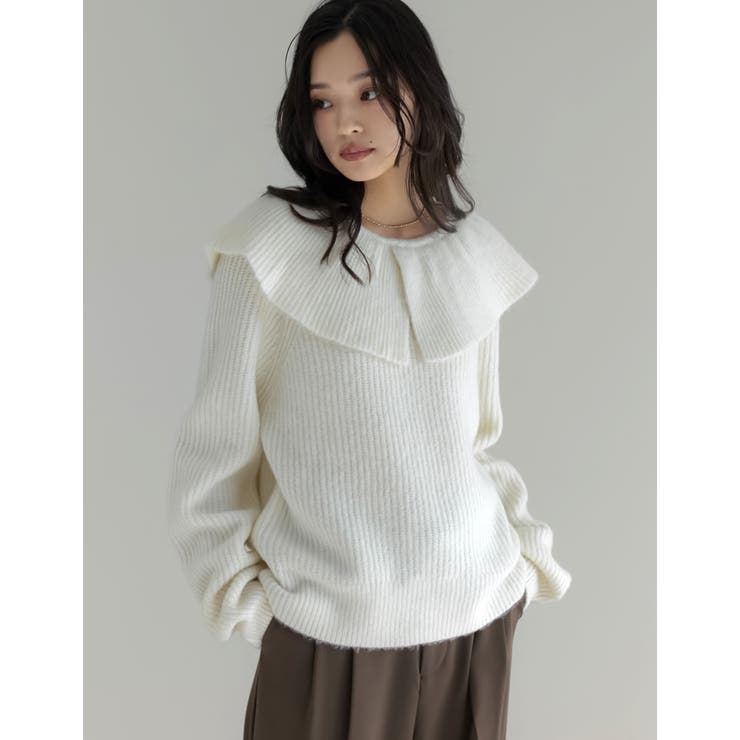 【10％OFFクーポン！9/11(金)1:59まで】Re:EDIT フリルカラーニットトップス トップス shoplistselect-10456168 SHOPLIST サンプル画像3