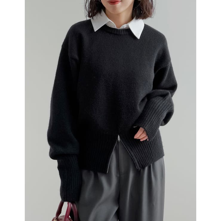 Re:EDIT アルパカタッチ裾ジップトップス トップス shoplistselect-10456167 SHOPLIST サンプル画像3