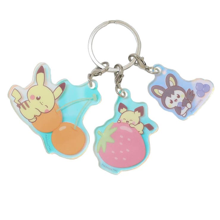 【10％OFFクーポン！2/10(火)1:59まで】cinemacollection ポケットモンスター キーリング オーロラアクリルキーホルダー ポケピース ピカチュウ ピチュウ エモンガ ポケモン マリモクラフト 3連 3チャーム アクキー キャラク