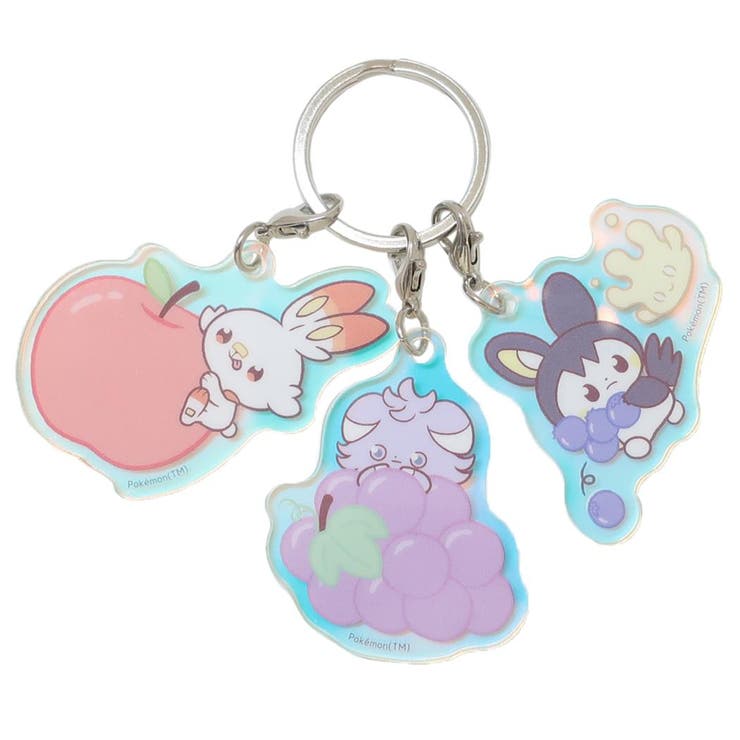 【10％OFFクーポン！2/10(火)1:59まで】cinemacollection ポケットモンスター キーリング オーロラアクリルキーホルダー ポケピース ヒバニー ニャスパー エモンガ＆マホミル ポケモン マリモクラフト 3連 3チャーム アクキー