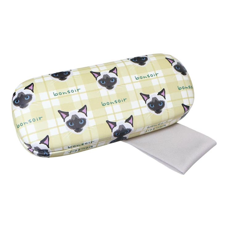 Cases - cinemacollection ouaf ouaf＆miaou marche 眼鏡ケース メガネケース サイアミチェック イエロー ねこ フレンズヒル FRIENDSHILL ハードタイプ めがね拭き付き グッズ 小物