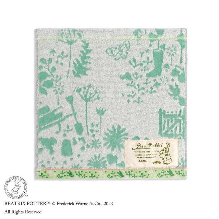 cinemacollection ピーターラビット ミニタオル スチームシャーリング無撚糸タオルハンカチ ガーデニング グリーン タオル美術館 プレゼント 絵本キャラクター グッズ 小物