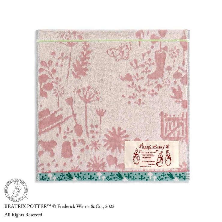 cinemacollection ピーターラビット ミニタオル スチームシャーリング無撚糸タオルハンカチ ガーデニング ピンク タオル美術館 プレゼント 絵本キャラクター グッズ 小物