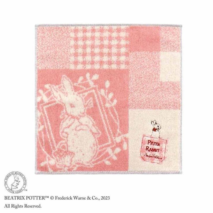 cinemacollection ピーターラビット ミニタオル フルフィーコットン無撚糸タオルハンカチ パッチワーク ピンク タオル美術館 プレゼント 絵本キャラクター グッズ 小物