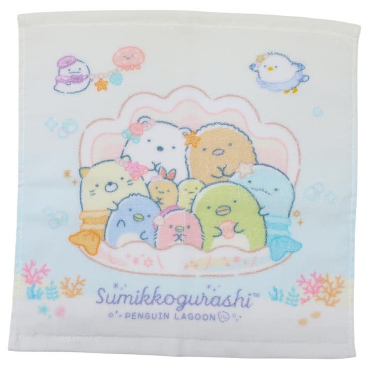 cinemacollection すみっコぐらし ハンドタオル プリントウォッシュタオル ぺんぎんラグーン サンエックス 犬飼タオル プレゼント かわいい キャラクター グッズ 小物