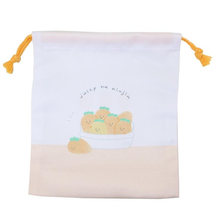 【10％OFFクーポン！2/10(火)1:59まで】cinemacollection ジューシーなにんじん 巾着袋 マチ付き巾着 きんちゃくポーチ カミオジャパン 新学期準備 かわいい グッズ 浴衣・着物