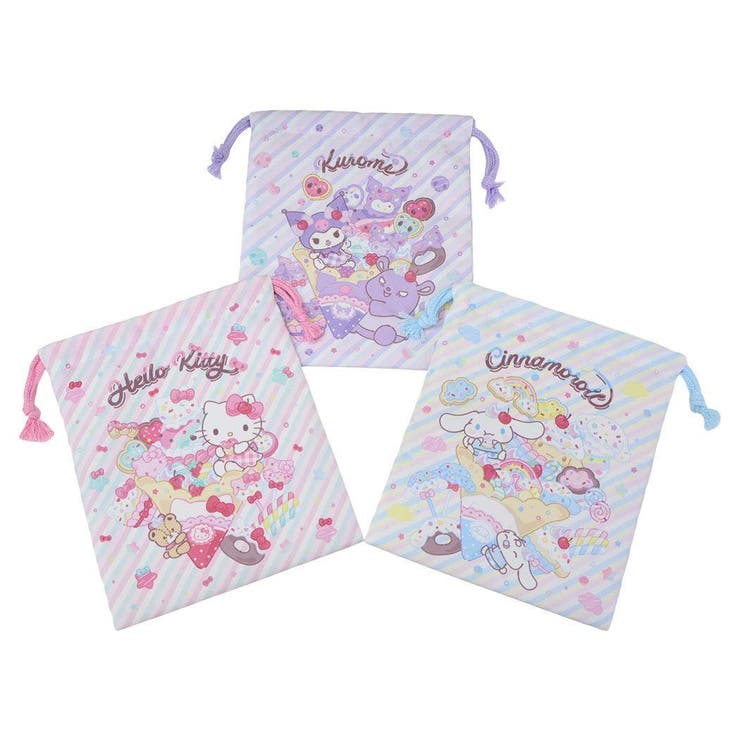 【10％OFFクーポン！本日実施中】cinemacollection サンリオキャラクターズ 巾着袋 きんちゃくポーチS 3枚セット サンリオ 高波クリエイト 新学期準備雑貨 キャラクター グッズ バッグ・鞄