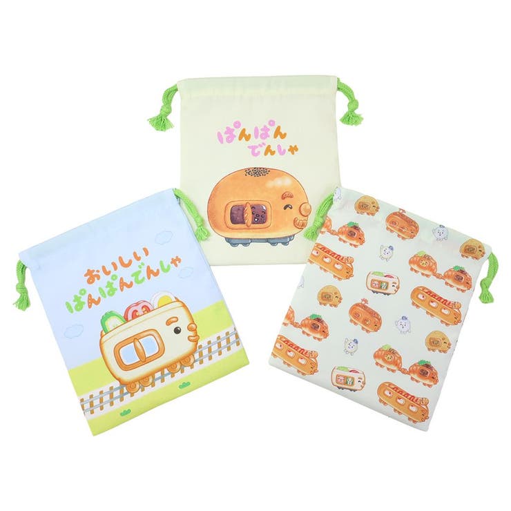 【10％OFFクーポン！本日実施中】cinemacollection ぱんぱんでんしゃ 巾着袋 きんちゃくポーチS 3枚セット 高波クリエイト 新学期準備雑貨 絵本キャラクター グッズ バッグ・鞄