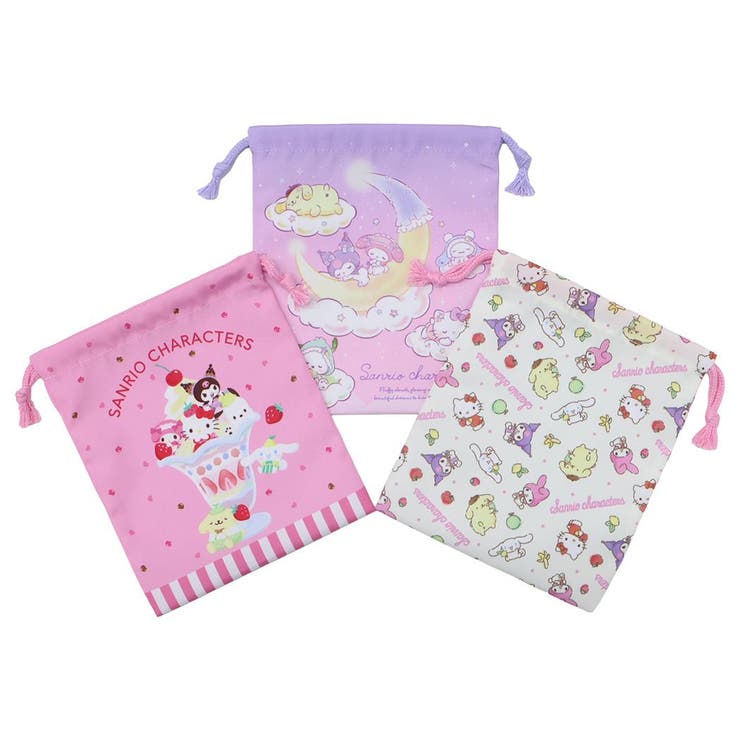 【10％OFFクーポン！本日実施中】cinemacollection サンリオキャラクターズ 巾着袋 きんちゃくポーチS 3枚セット サンリオ 高波クリエイト 新学期準備雑貨 キャラクター グッズ バッグ・鞄
