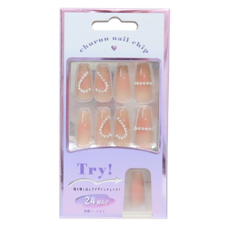 cinemacollection コスメ雑貨 ネイルチップ ロングスクエアタイプ HEART CHEEK カミオジャパン ネイルアート 付け爪 おしゃれ グッズ ネイル・マニキュア